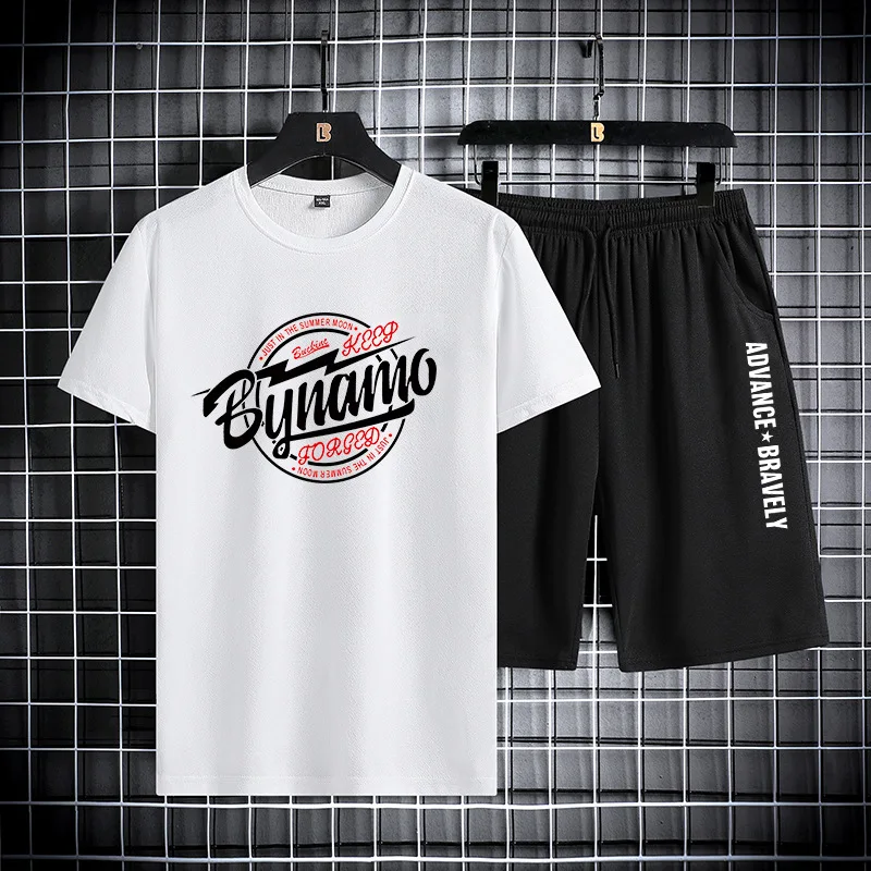 

2024Summer Men's Sports Set Summer Leisure Fashion Printed Short sleeved T-shirt Shorts Lightweight and Breathable Two piece Set