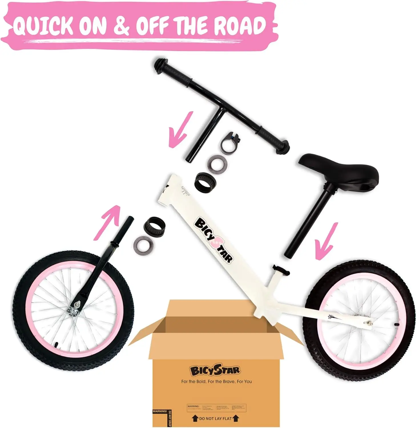 Vélo d'équilibre pour tout-petits de 5 à 8 ans, 16 pouces, pneus à air, repose-pieds, pas de pédales, vélo de poussée, vélo jouet d'extérieur pour enfants, création