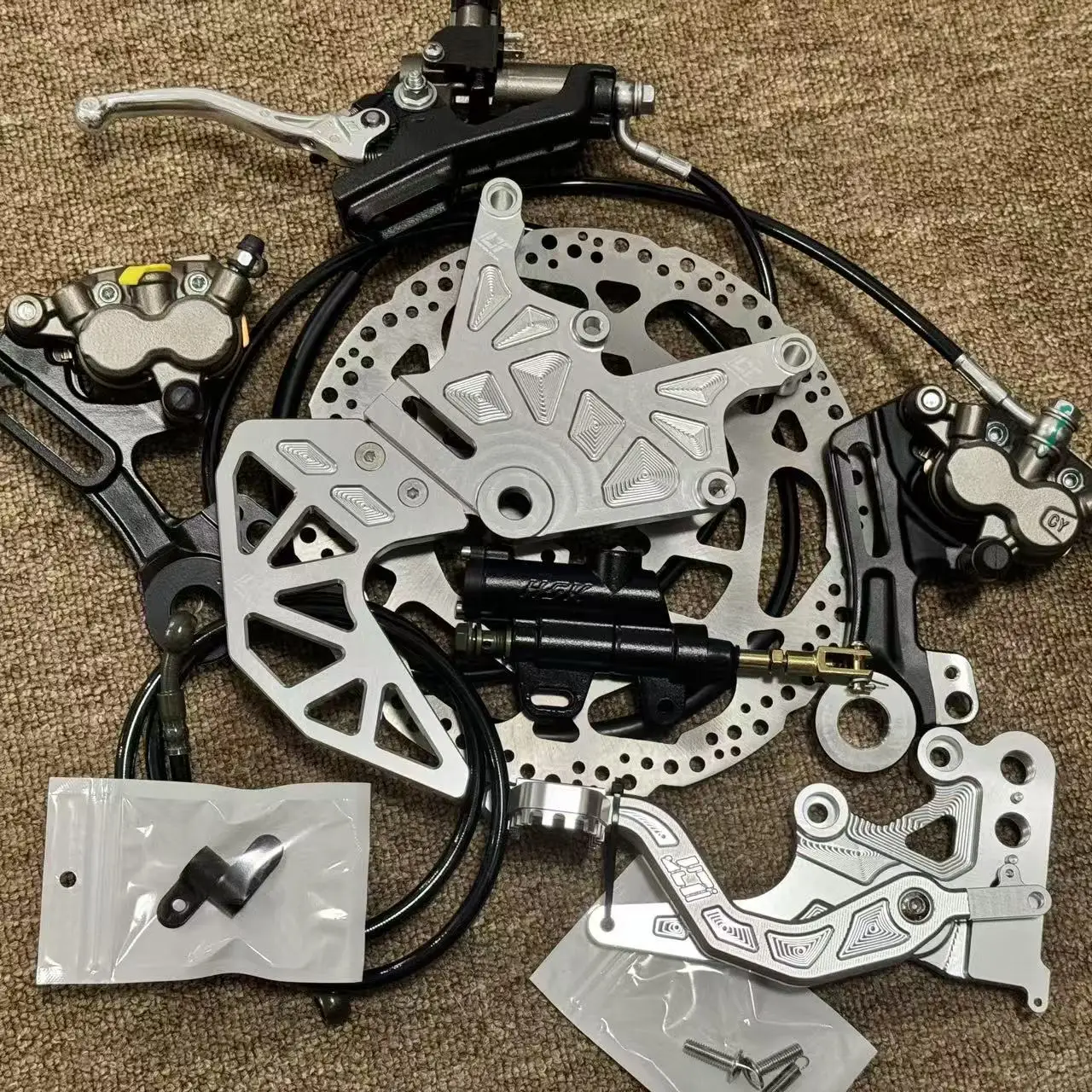 Dual Caliper Bracket Kit for Light Bee Brakes, Rear Disc Brakes, Anodized Finish, Foot Brake Calipers for Surron LBX Talaria view 2