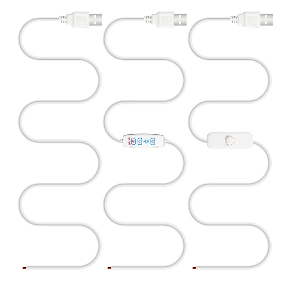 DC5V 2A USB Touch Dimming Switch Cable 1M 3Key Dimmer Controller 1.5M for Single Color LED Strip Lighting 501 Button Switch