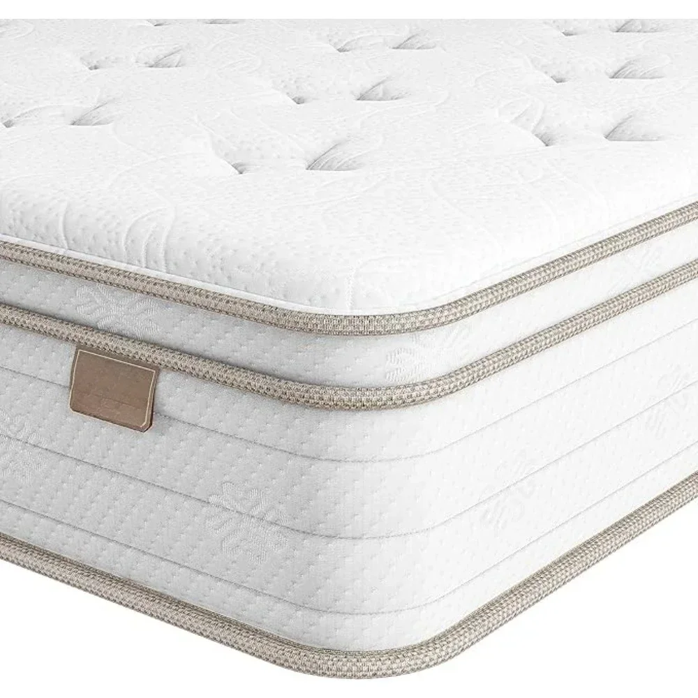 Queen Mattress 12 Inch, Sleep Cooler Eggshell Memory Foam and 7 Zone Pocket Innerspring Hybrid Mattress Medium Firm, Queen Bed