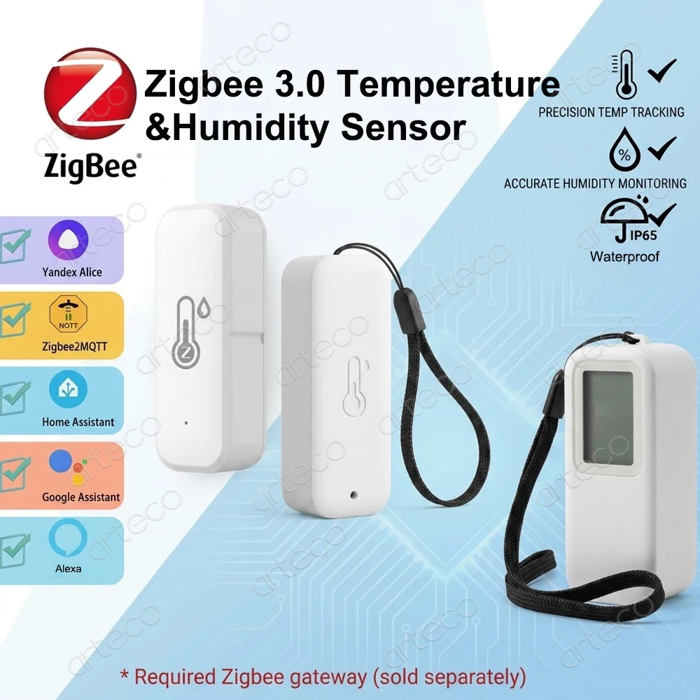 

Zigbee 3.0 Temperature Humidity Sensor Thermo Hygrometer Works with Zigbee2MQTT Home Assistant Alexa Yandex Alice,Need Gateway