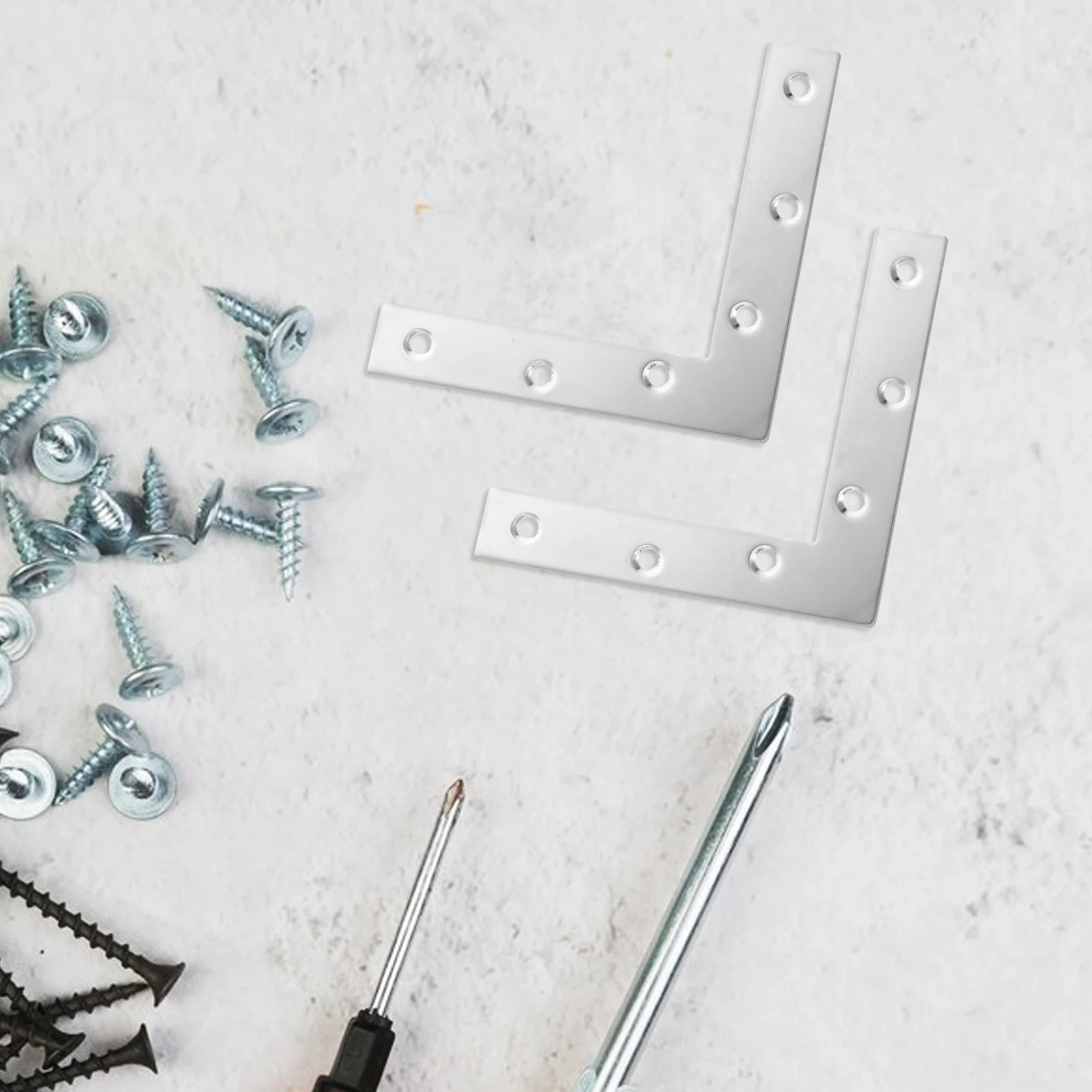 

4pcs Brackets Flat Bracket 120x120mm Stainless Steel Heavy Duty Metal Plates for Wood Brackets For Wood Silver