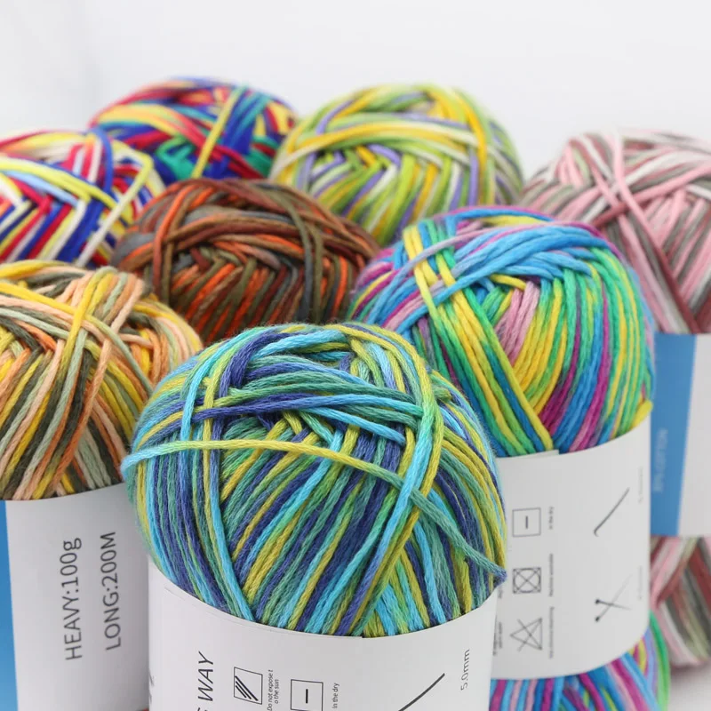 Cotton Threads for Knitting, Beautiful Mix Colors, Milk Cotton Yarn, Undefined Crochet Yarn, Rainbow Yarn, 8 Shares, 1Pc = 100g