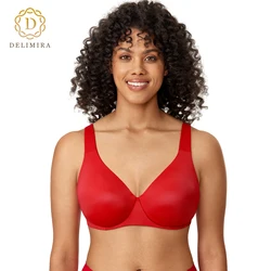 Sujetador reductor de talla grande para mujer, cobertura completa sin forro, soporte con aros lisos, sólido D DD E F G