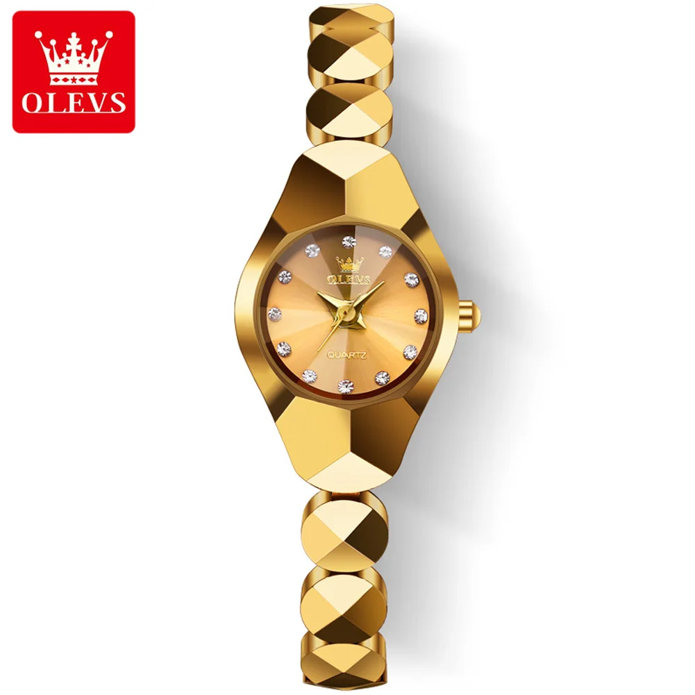 OLEVS 7007 Women's Watches High Quality Luxury Tungsten Steel Rhombus Mirror Original Quartz Watches for Woman Waterproof Watch