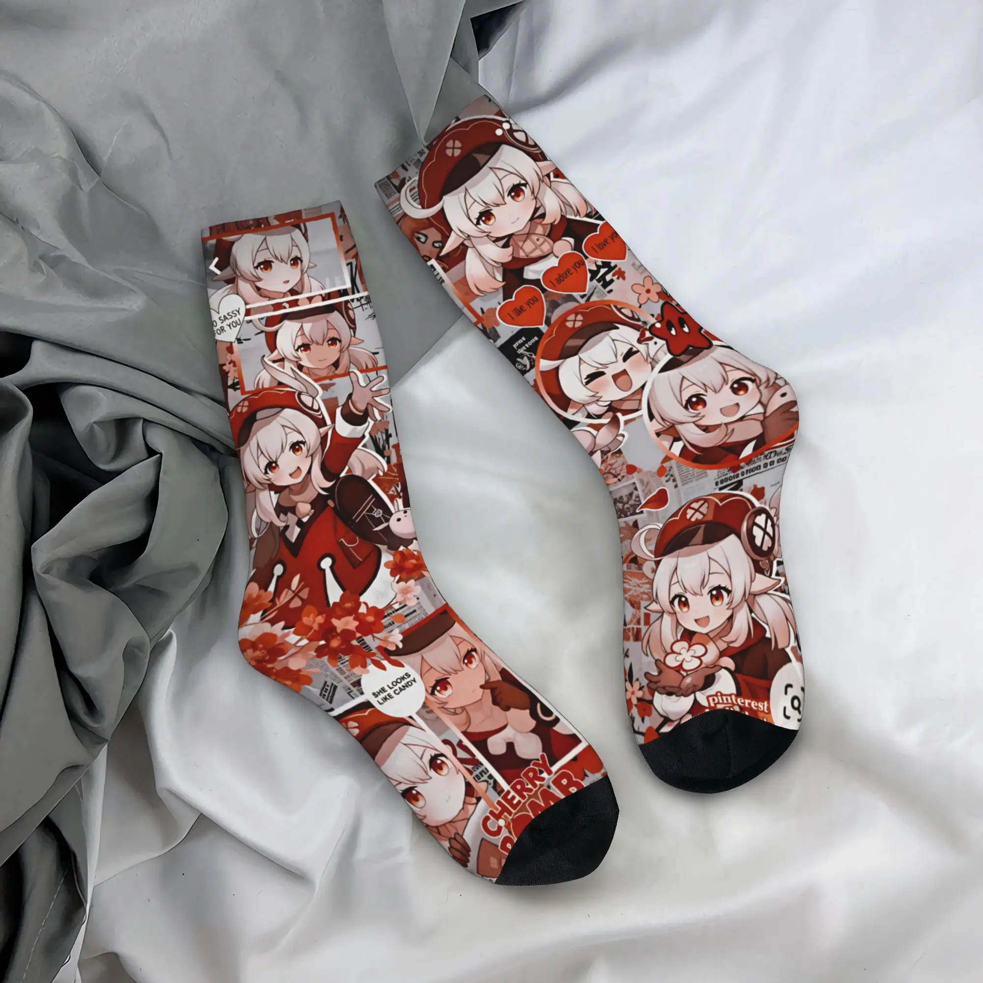 Funny Mens G-Genshin L-Impact Manga Dress Socks Unisex Warm Comfortable 3D Printing Anime Kawaii Crew Socks