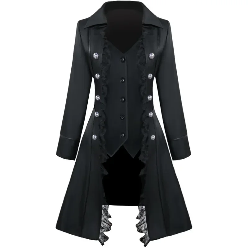 

New Medieval Three-Breasted Lace Irregular Coat For Women