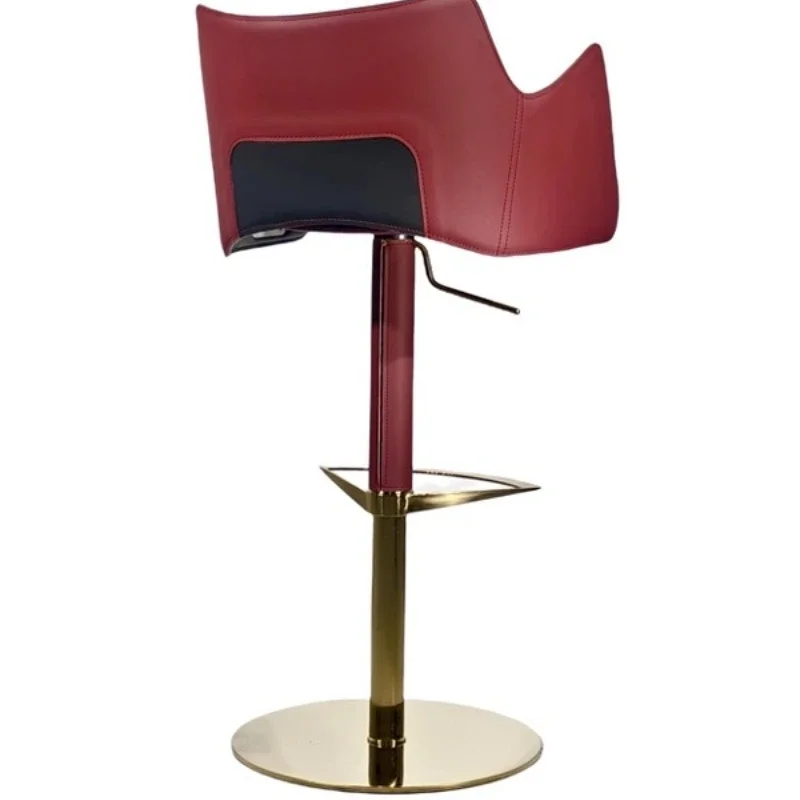 

Italian lift bar chair, simple modern saddle leather island table chair high stool for home use