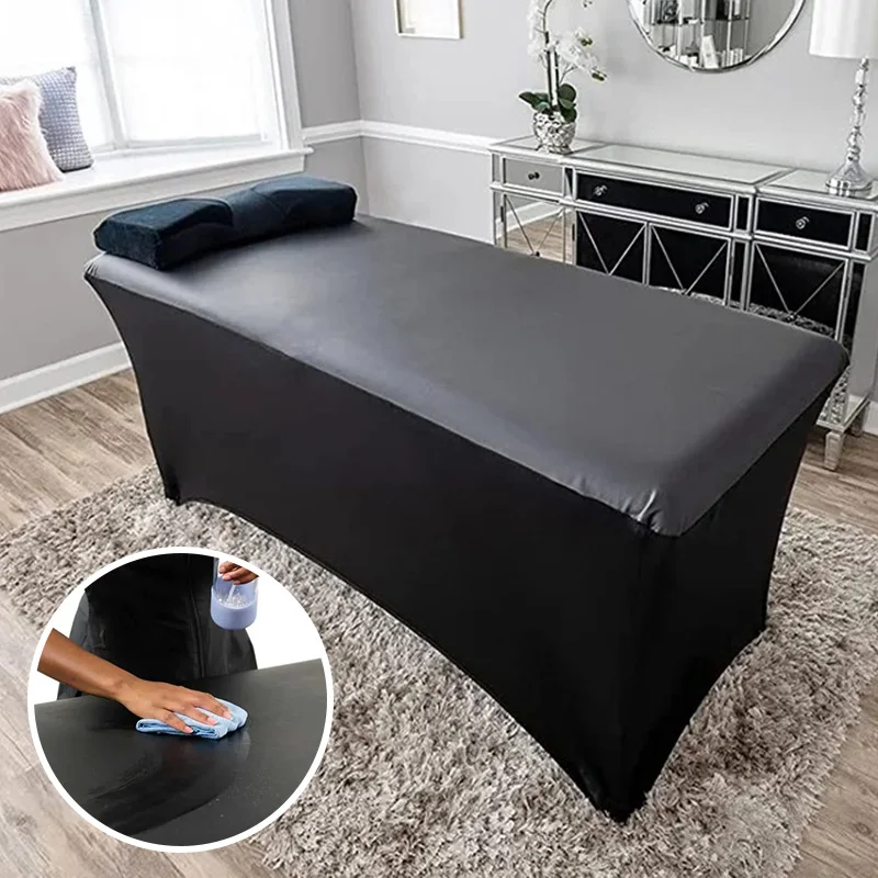 

PU Waterproof Beauty Salon Massage Elastic Bed Cover High Stretch Wedding Hotel Birthday Table Cover Buffet Cloth Tablecloth