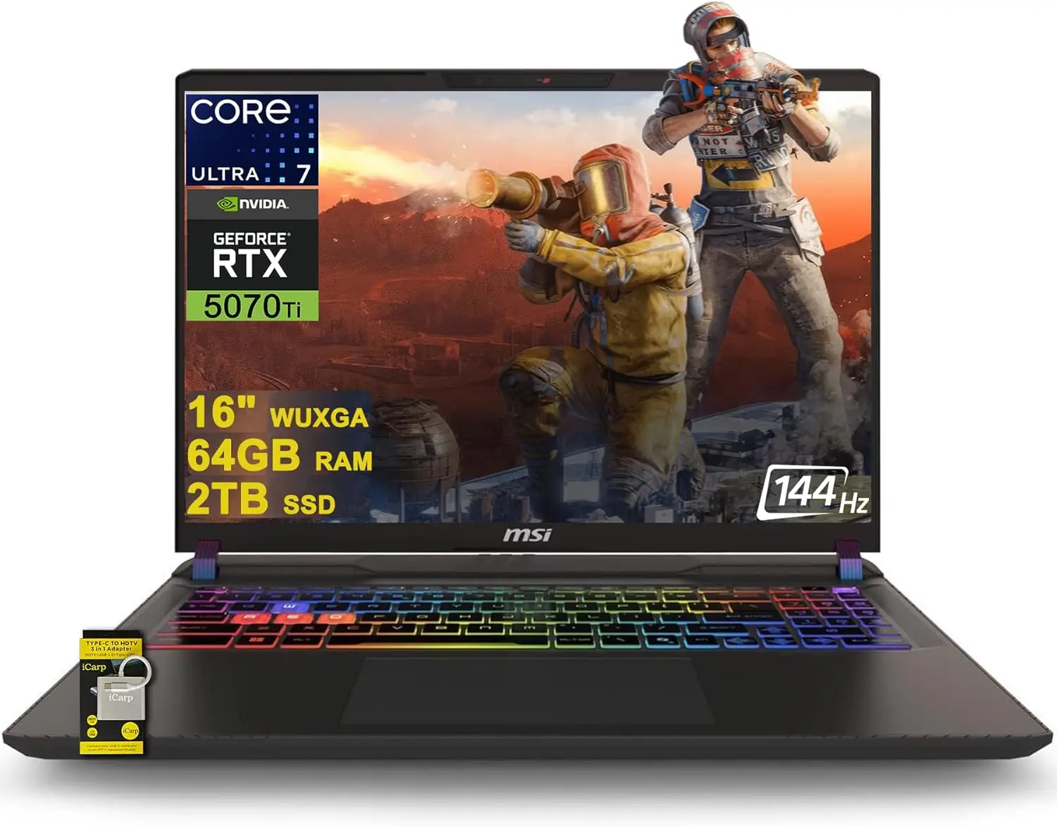 

Игровой ноутбук MSI Vector 16 HX AI с экраном 16 дюймов WUXGA IPS 144 Гц, Intel Ultra 7 255HX, 64 ГБ DDR5, 2 ТБ SSD, RTX 5070 Ti, RGB, Thunderbolt 5