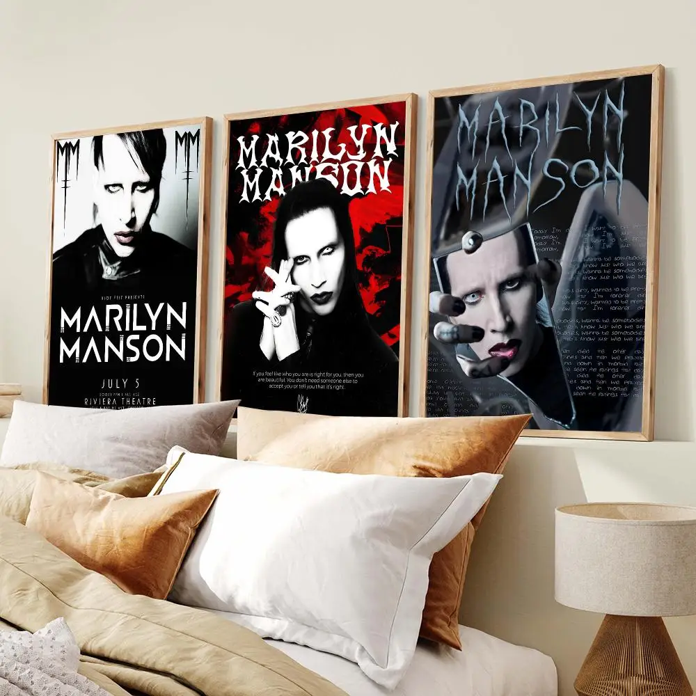 Singer M-Marilyn Manson Poster Modern Minimalist Wall Art Prints Poster Home Decor Interior Bedroom Living Room