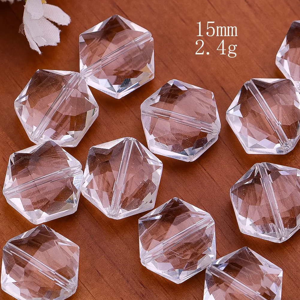 10PCS Transparent Crystal Beads Pendant Multi-faceted Star of David Handmade Glass Art DIY Wind Chime Garden Sunlight Collector - view 6