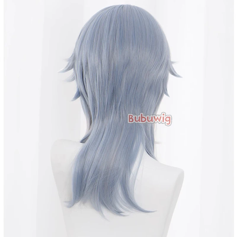 Bubuwig Capelli sintetici Sunday Parrucche Cosplay Gioco Honkai: Star Rail Sunday 48 cm Lungo Blu Misto Grigio Uomo Cos Parrucca Resistente al calore