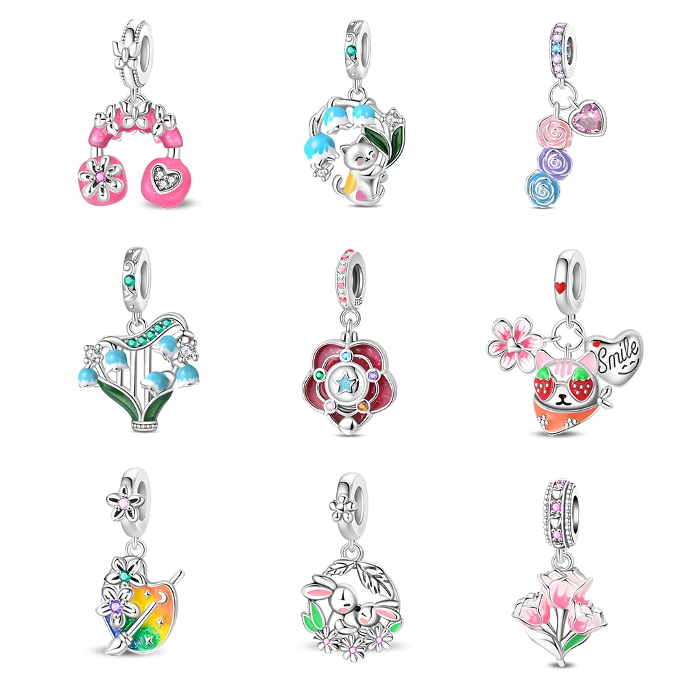Versilbertes, kreatives Statement-Charm-Armband mit schimmerndem Emaille- und Kristallbesatz, hypoallergen, trendiges Geschenk