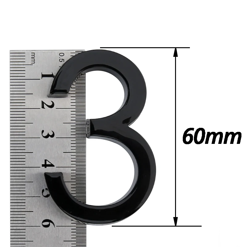 1pc 60mm Exterior House Number Outdoor Self Adhesive Numbers 3D Plastic Apartment Door Numbers Mailbox Address Stickers #0-9
