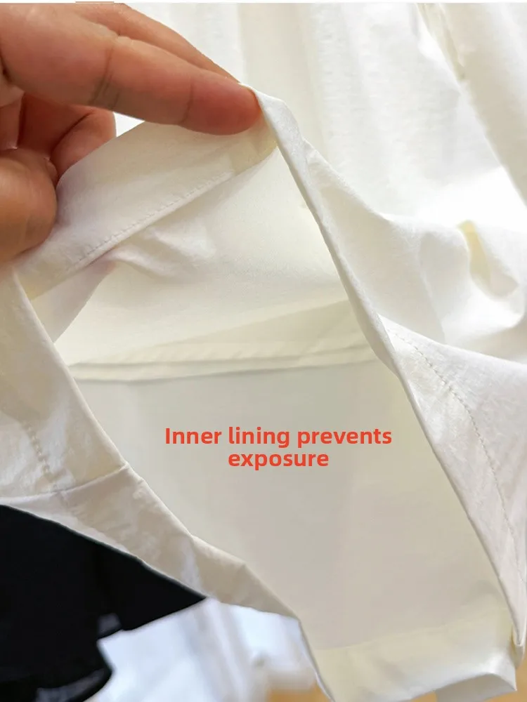 Wyszczuplające spodnie damskie z wysokim stanem, o kroju litery A, z szerokimi nogawkami, długość do połowy łydki, szybkoschnące, cienkie, letnie, codzienne spodnie do noszenia na zewnątrz.