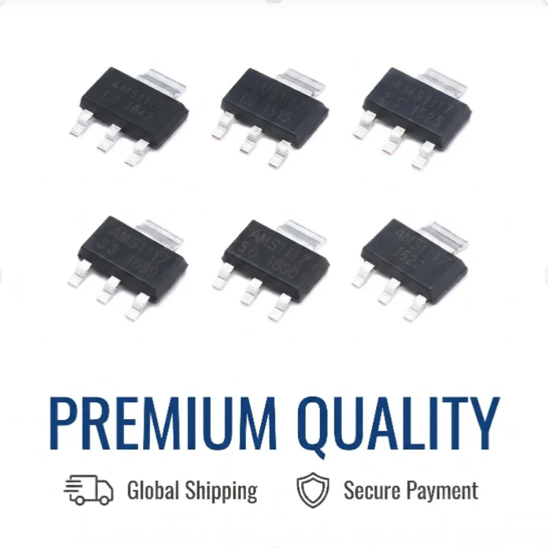 Bulk Pack 20-50/PCS AMS1117 Voltage Regulator SOT223 - 3V3 1.2V 1.5V 1.8V 2.5V 3.3V 5.0V AMS1117-ADJ Adjustable Regulator in Sto