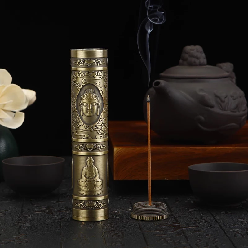Retro Buddha Metall Weihrauch Fall Relief Handwerk Drachen Weihrauch Box Wasserdichte Weihrauch Lagerung Box Weihrauch Zubehör für Männer – Detail 6