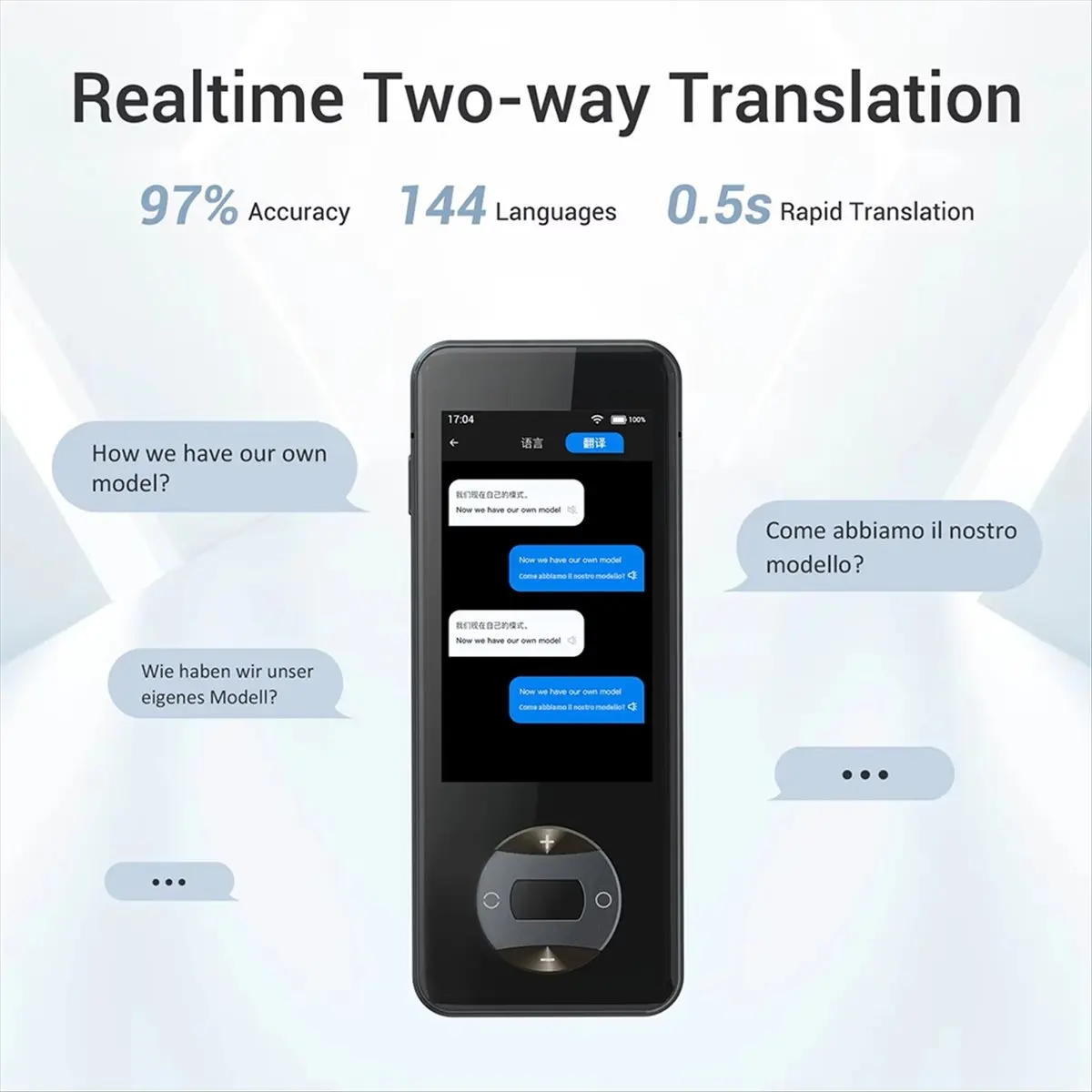 Y60A NEW-W10 Translator 144 Languages Instant Offline Voice Translator Device 98% Accuracy Ideal for Travel Business