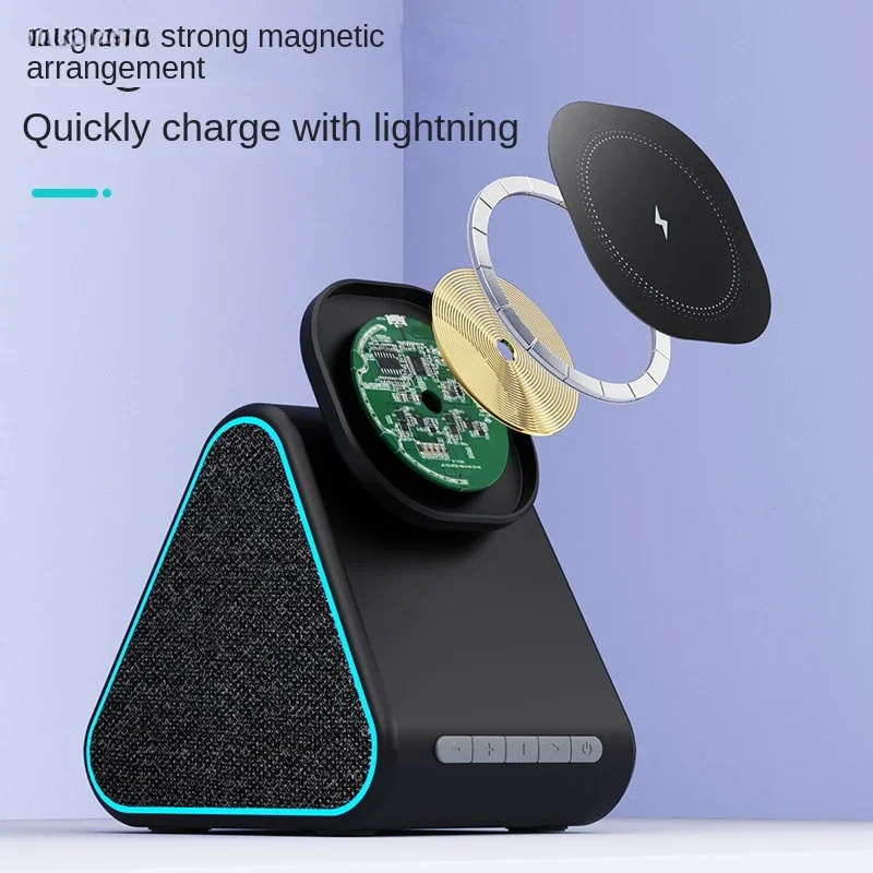 2 in 1 Audio Wireless Bluetooth Charger Speaker with 15W Magnetic Wireless Charger Fast Charging