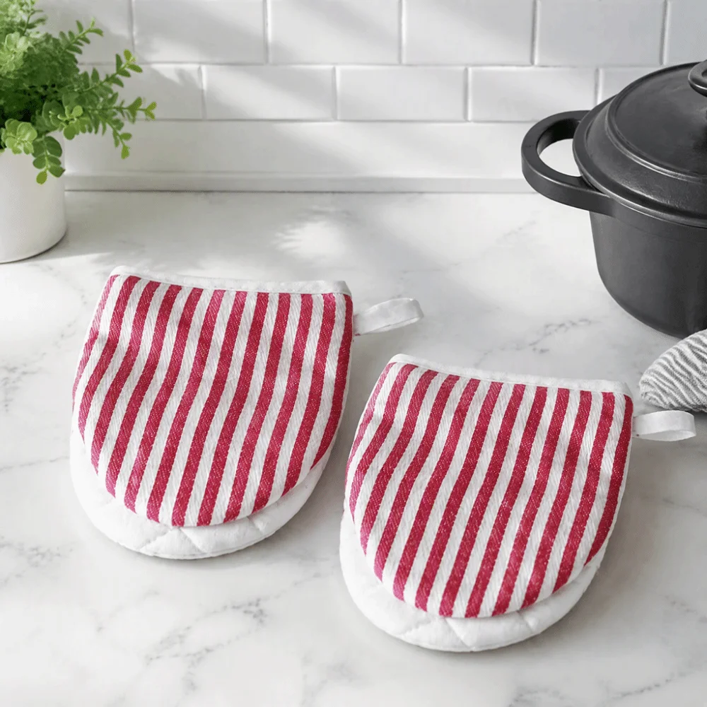 2PCS Cotton Filling Oven Mitt Mini Heat Resistant Kitchen Oven Glove Hanging Loop Duckbill Shape Microwave Oven Mitt