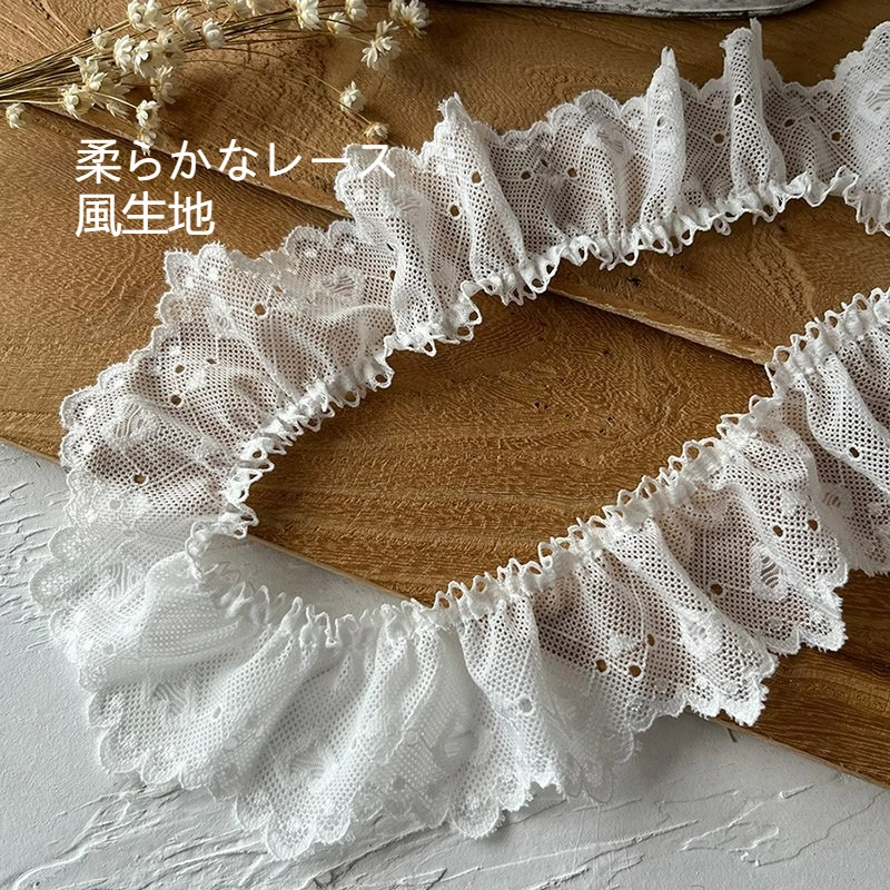 

Мягкая кружевная бейка с рюшами 1 x 5 см ​ – ткань с узором в виде сердца для украшения одежды своими руками, швейный материал с воланами