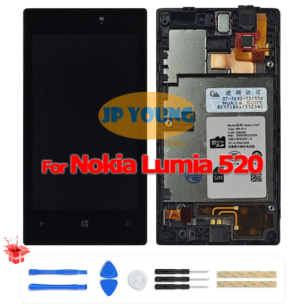 Tela LCD Touch Screen de 4.0 polegadas com Digitalizador e Aro para Nokia Lumia 520 - Peça de Reposição