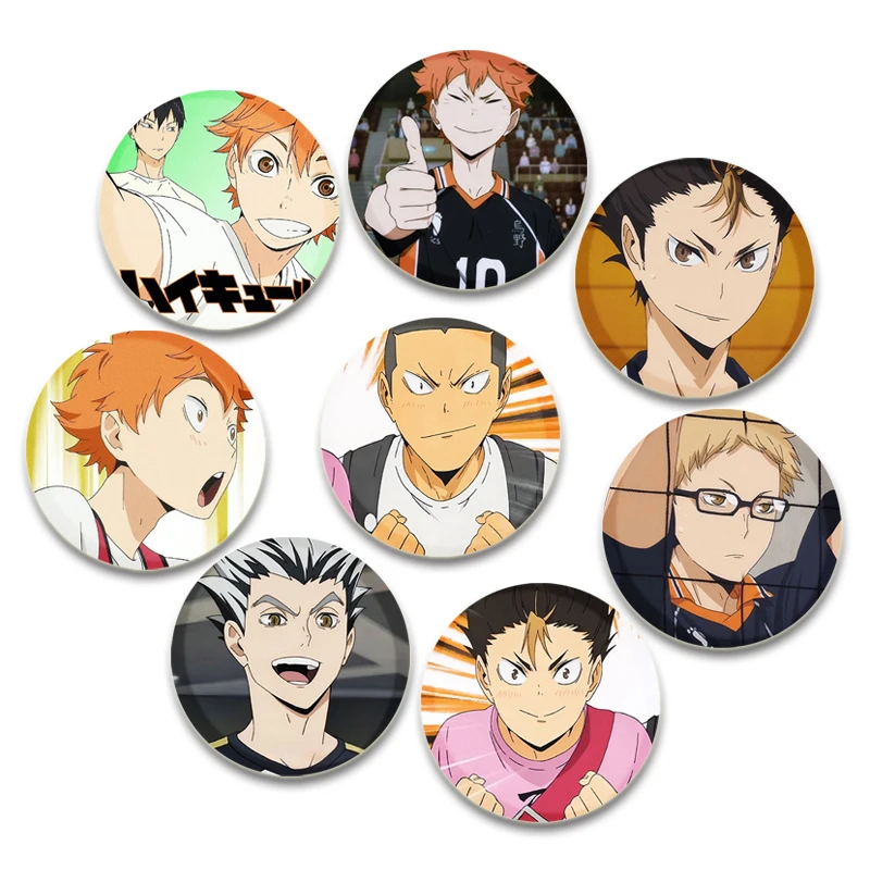 Anime Haikyuu!! Badges Cartoon Round Handmade Brooches on Backpack Accessories Kenma Kozume Pins for Clothes Bag Decor Gifts