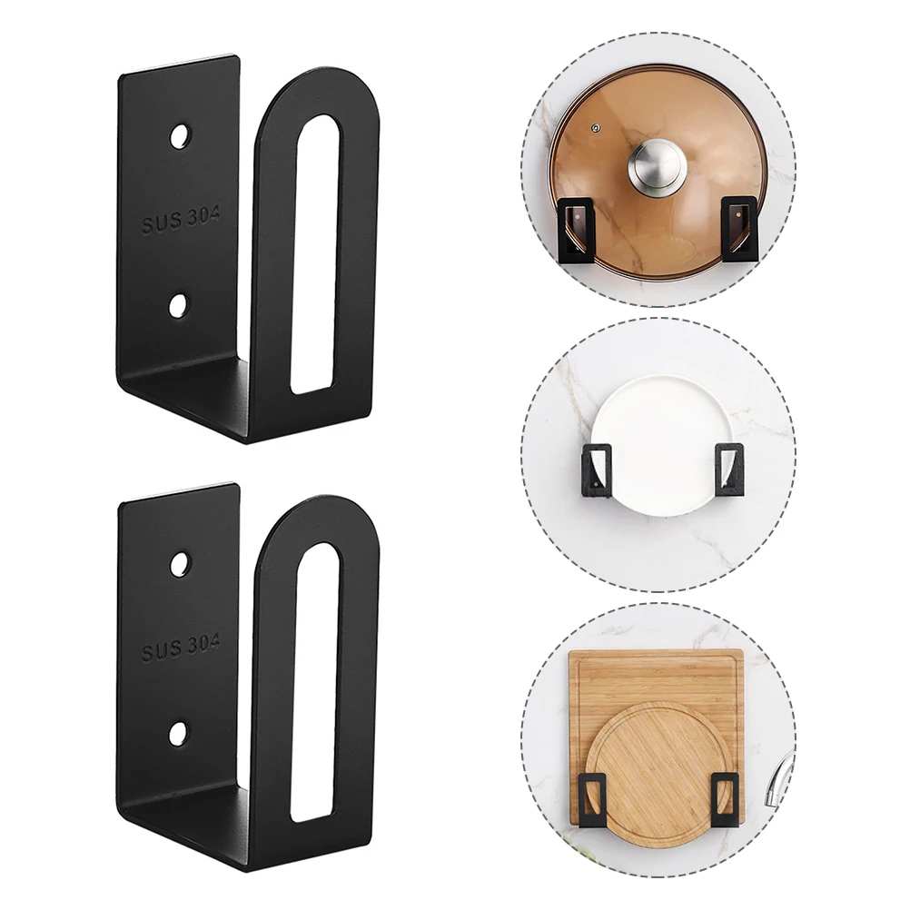 

2pcs Wall-Mounted Pot Lid Rack Anti-Rust Kitchen Storage Holder Adjustable Spacing For Tiles Glass Sturdy