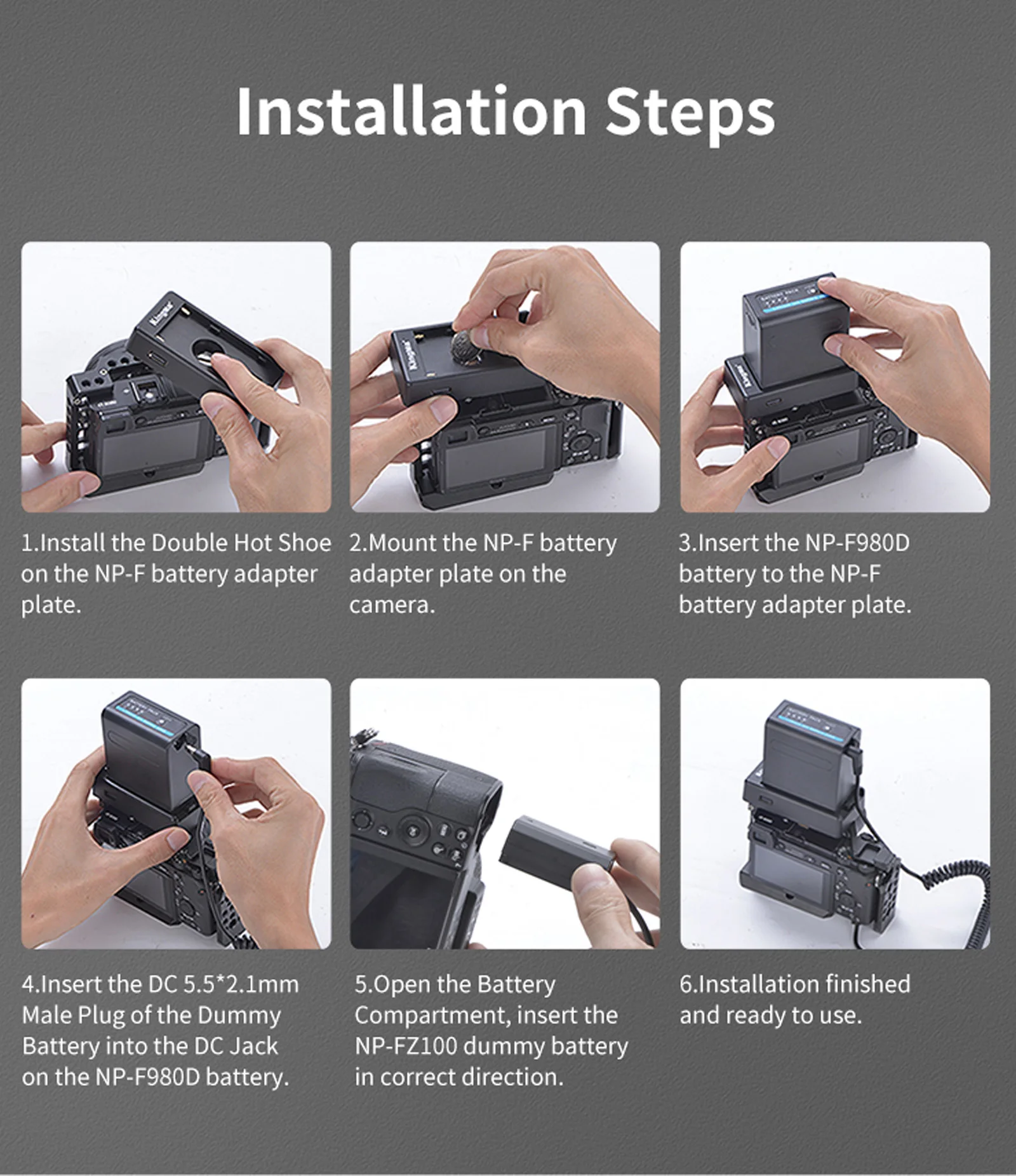 NP-FZ100 NPFZ100 Dummy Battery Fully decoded DC Coupler for Sony ILCE-9 Alpha A9 A7RM3 A7RIII A7M3 A7M4 FX3 Camera