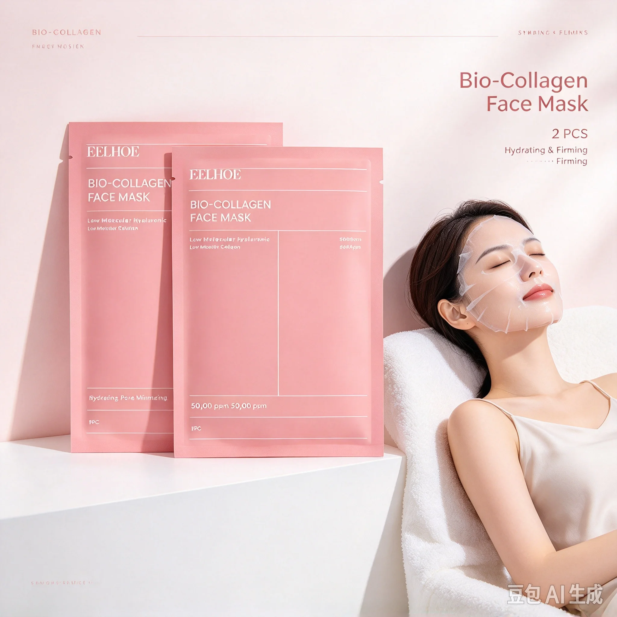 2pcs Bio Collagen Face Mask Deep Hydrating Facial Mask Fade Wrinkles Firming Brightening Skin Care Moisturizing Sheet Mask