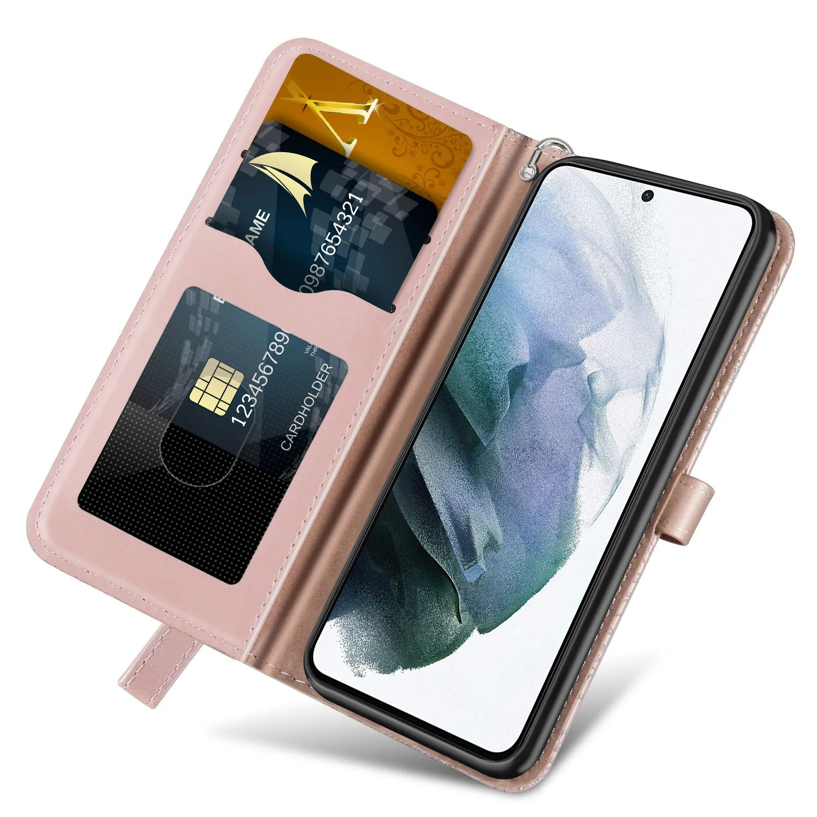 Für Samsung Galaxy S23 Ultra Fall, Baum des Lebens Ledertasche mit Kartens chlitz, Clam shell Ledertasche