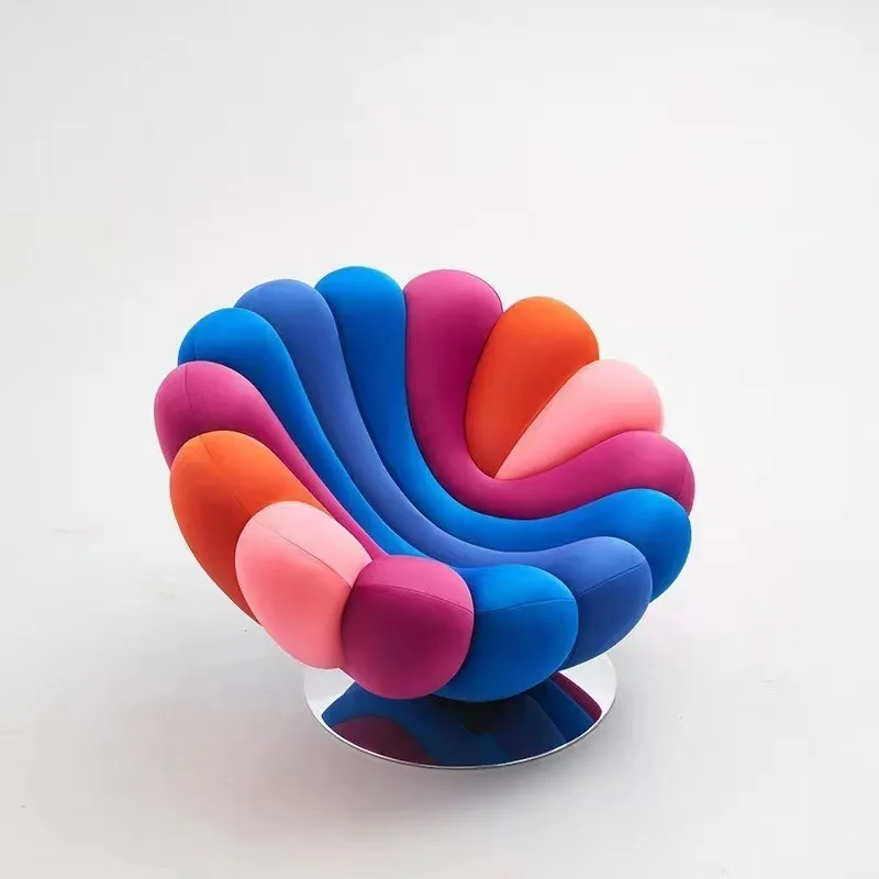Internet celebrity creative styling cotton anemone rotating lazy single sofa, fabric living room