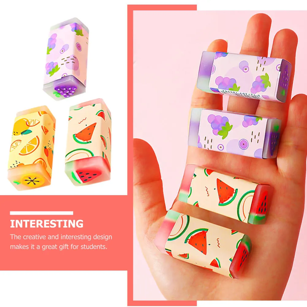 

12Pcs Colorful Fruits Pattern Erasers Non-Toxic Safe Rubber Material for Learning Writing School Essentials