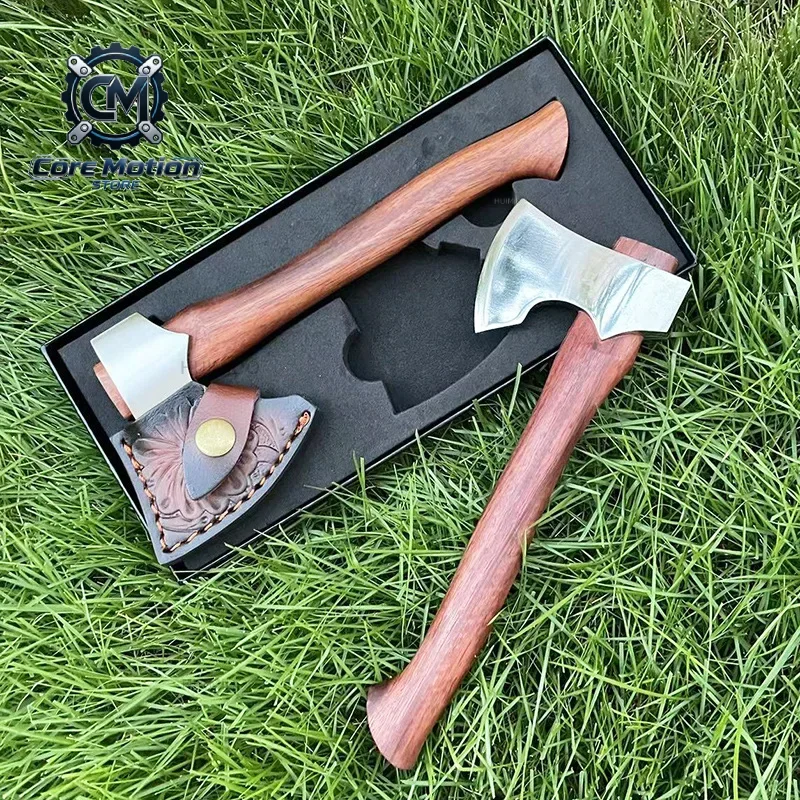 Camping Outdoor Axe ,Tactical Axes Gift For Man Wood Handle With Leather Sheath Box Dropshipping
