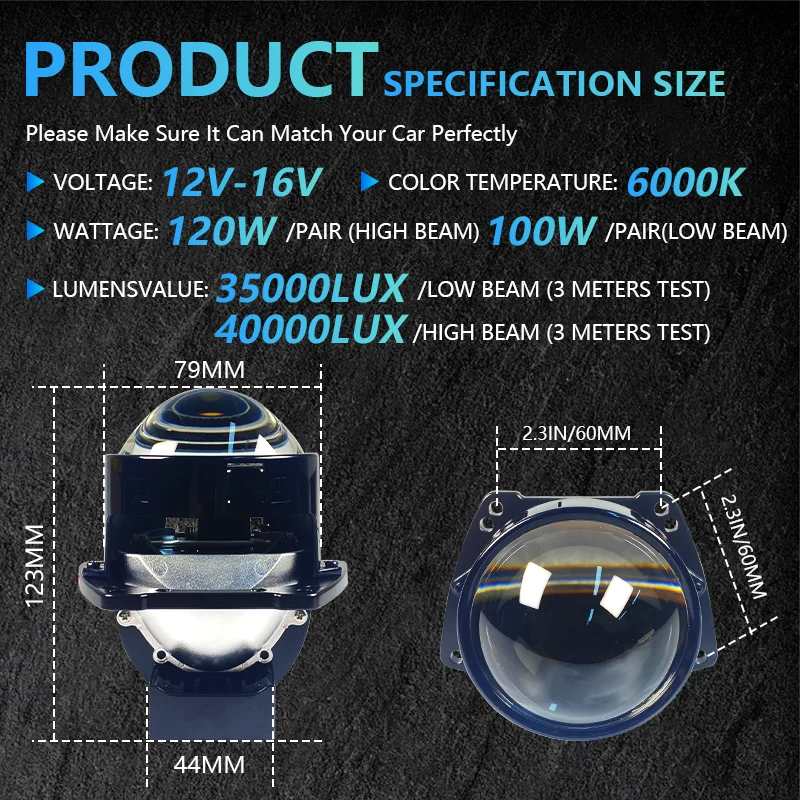 carolyn2PCS 3 بوصة ثنائية جهاز عرض (بروجكتور) ليد المصابيح الأمامية العدسات ل Hella LED أضواء العارض 120 واط 40000LM ديود كشافات اكسسوارات السيارات #2