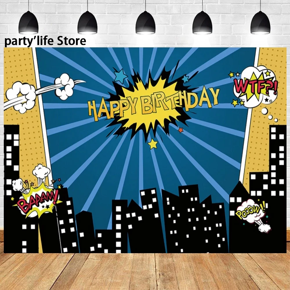 Superes hero City Building Theme Backdrops Baby Shower Birthday Party Newborn Baby Kids Portrait Banner Photography Background