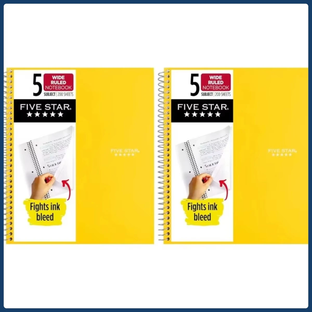 5 Subject Spiral Notebook, Wide Ruled 8x10.5 Inch, 200 Pages Anti-Bleed Paper, Perfect for High School & College Students