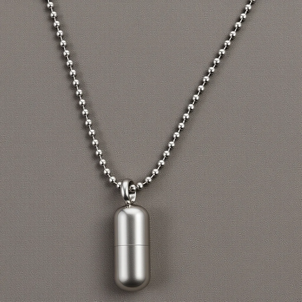 قلادة قابلة للفتح حبة القضية سحر التيتانيوم الصلب سلسلة قلادة مع قلادة المرأة سلسلة قلادة للرجال النساء المجوهرات #1