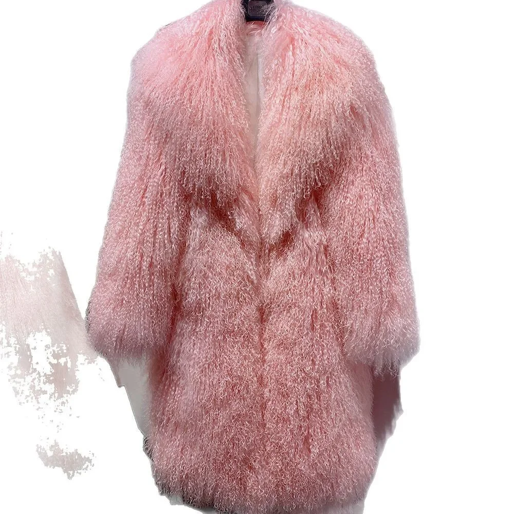 Collar Wool Fur Jacket Cross-Border Medium-Length Turnover-Lapel Trendy True Fur 2026 New Women's Fashionable Warm Long Coat