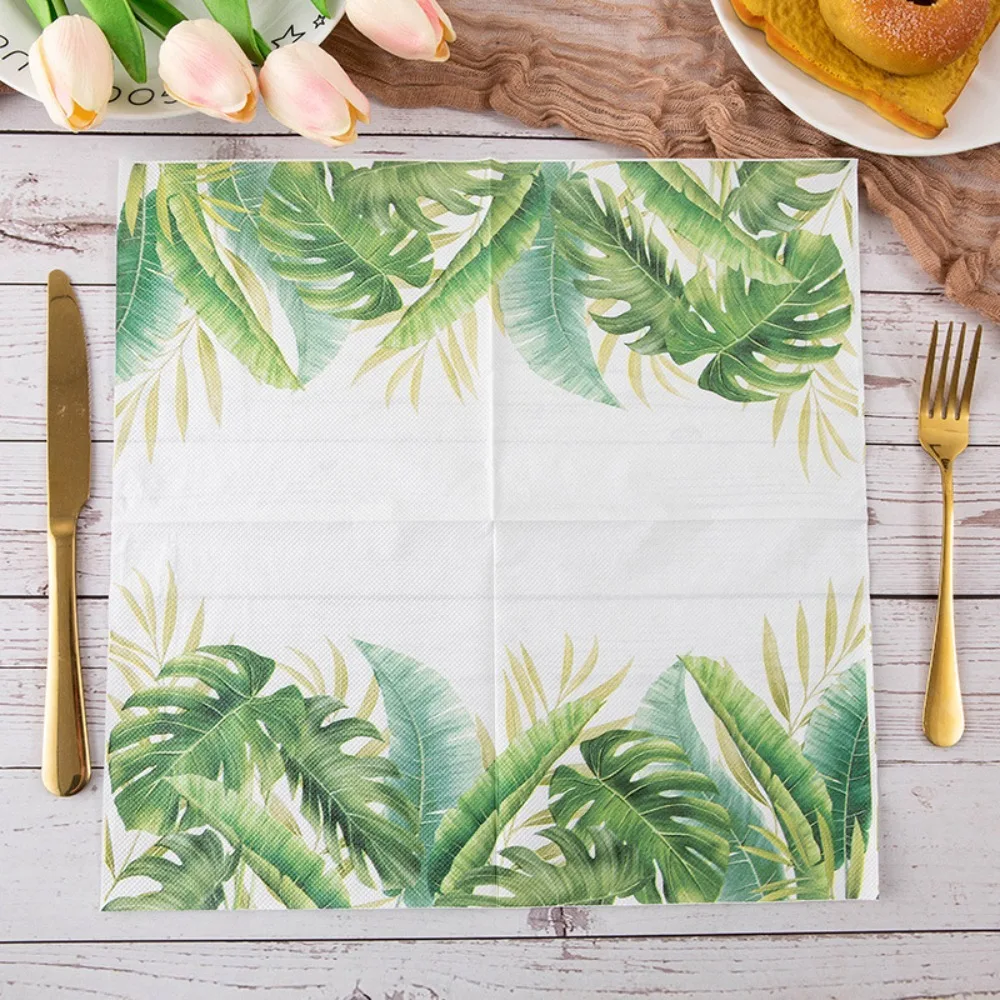 40PCS Disposable Flower Printed Paper Napkin Double Layer Good Water Absorption Paper Towels Square Thickened Tissue Banquet