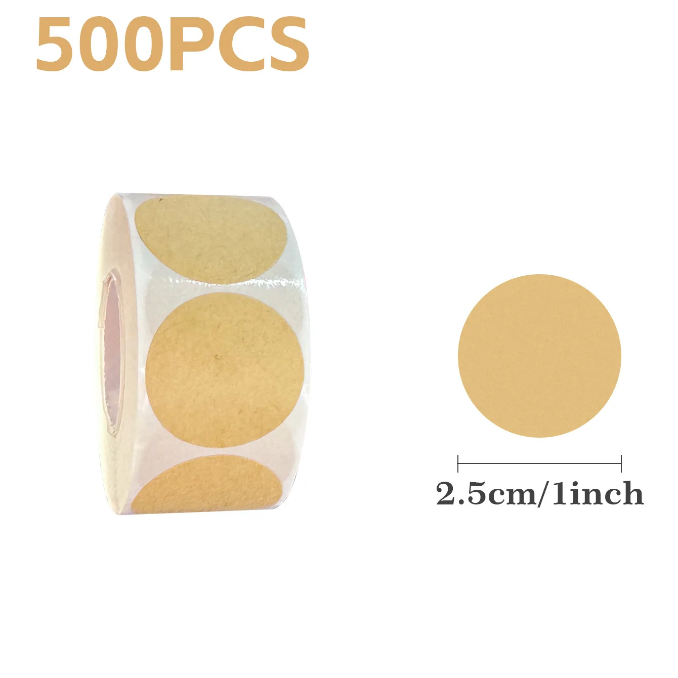 2.5/3.8/4.5/5 cm 500 stks/rol Kraft Ronde zelfklevende Label Papier Sticker Classificatie Naam Gepersonaliseerde Etiketten Stickers