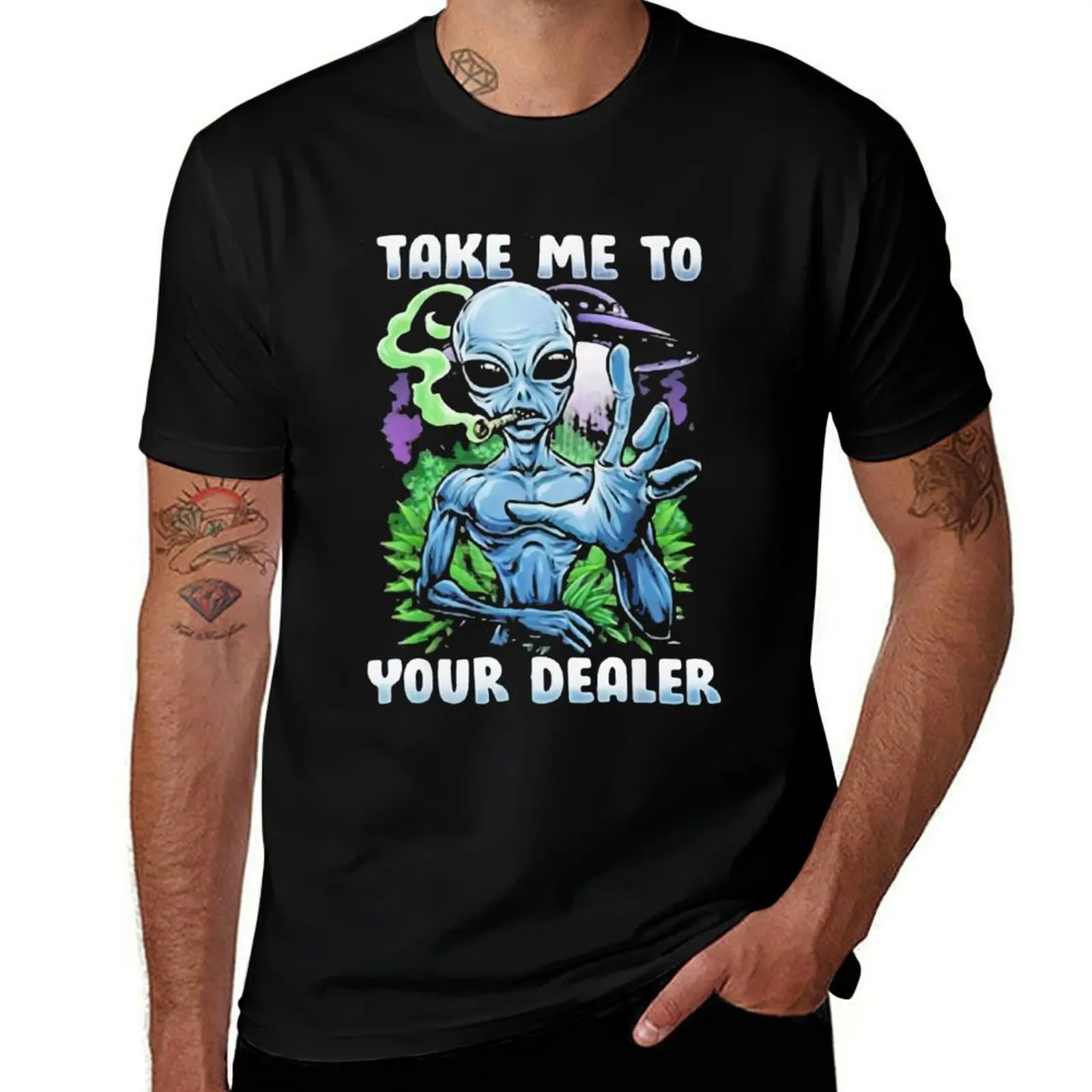 

Weed Alien take me to Your Dealer T-Shirt designer shirts heavyweights sweat mens t shirt graphic