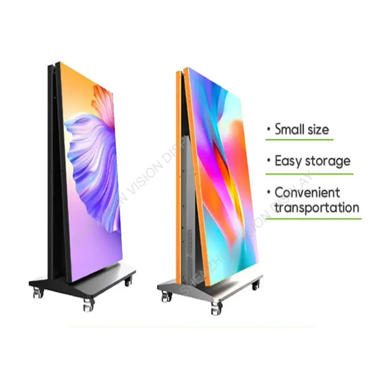 Foldable P2 Indoor LED Poster Display 4K Resolution Floor Standing GOB Process for Store Mobile Advertising Education SDK