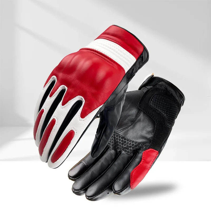 

Motorcycle Cycling Motorbike Racing Men's Knight Equipment Ggenuine Leather Anti Drop guantes moto Touch Screen Gloves Goatskin