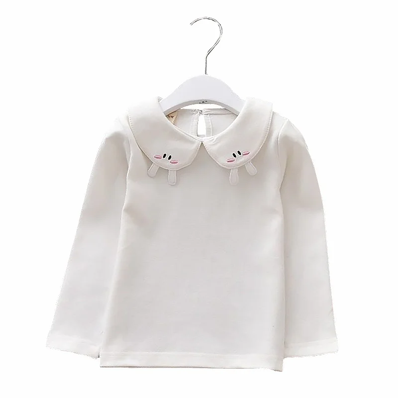 Baby Girl T Shirt Peter Pan Collar Blouse Soft Cotton Long Sleeve T-Shirt Toddlers Kids Top Girls Clothes Fashion Wardrobe Basic