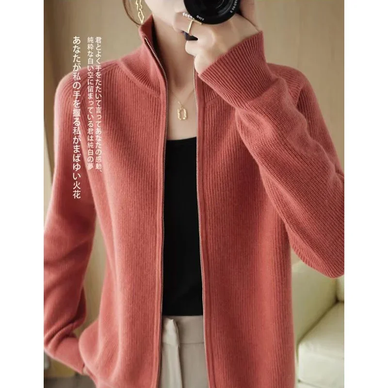 Autumn Winter Fashion Harajuku Knitting Cardigan Lady All Match Tops Women Loose Casual Sweater Zipper Solid Chic Outerwear F401