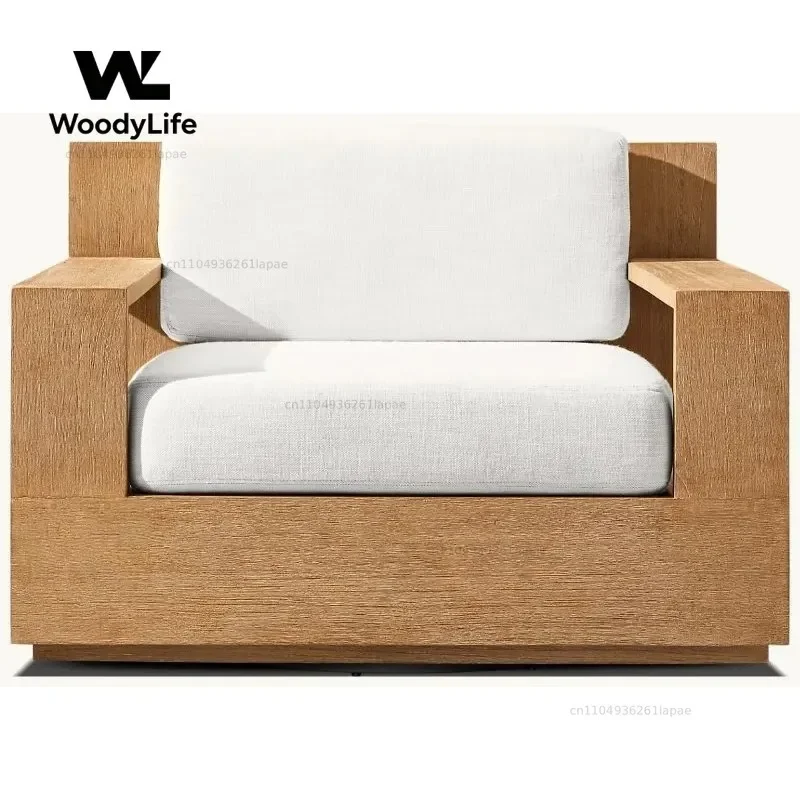 High-quality Solid Wood Rotating Sofa Comfortable and Portable Outdoor Dining Furniture Modern Courtyard Garden Teak Cafe