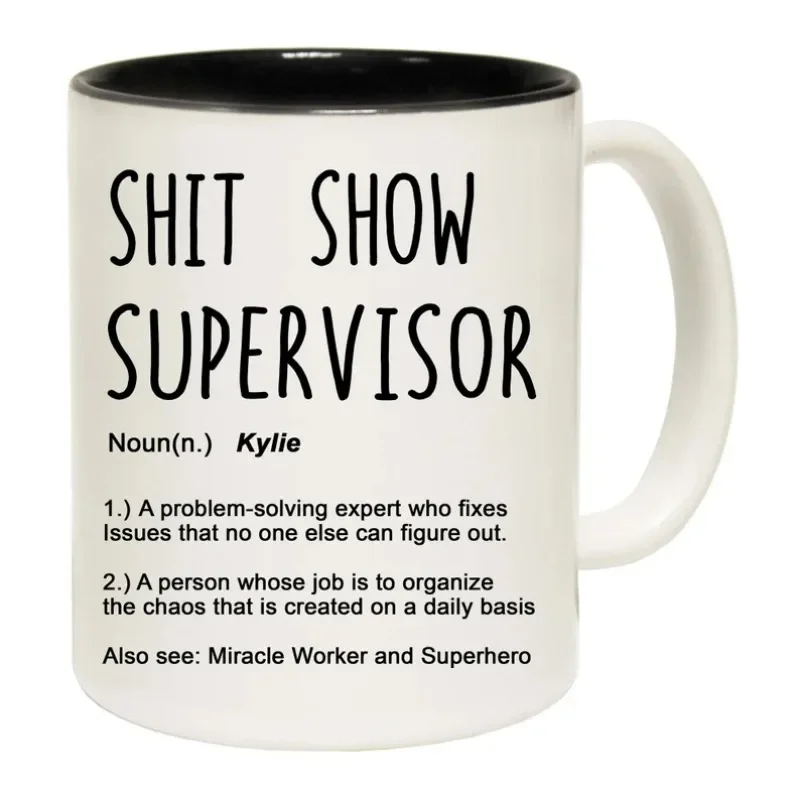 1Pcs New 350ml Dunder Mifflin Personalised Shit Show Supervisor Coffe Cup Funny Ceramic Tea Milk Cocoa Mug Unique Birthday Gifts